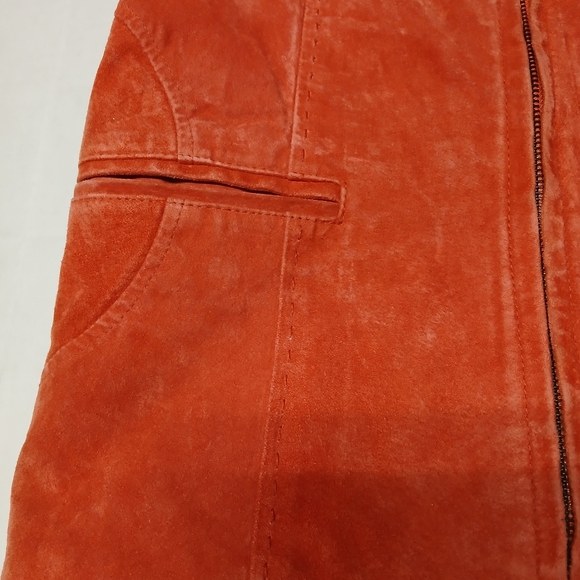 David Brooks Vintage Suede Leather Zip-up Jacket Blazer Sz M Paprika Orange-Red - Picture 4 of 11